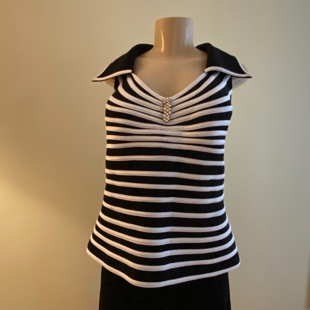 JS Collections Black and White Halter Sz18